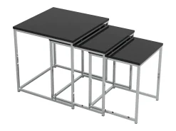 Mesa De Centro|VCM 3 pcs Set Mesa lateral | Mesa de centro simples | Mesa de sofá de metal e MDF | Mesa de centro - Glisal (Preto) Multicor