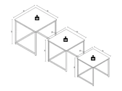 Mesa De Centro|VCM 3 pcs Set Mesa lateral | Mesa de centro simples | Mesa de sofá de metal e MDF | Mesa de centro - Glisal (Preto) Multicor
