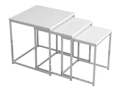 Mesa De Centro*VCM 3 pcs Set Mesa lateral | Mesa de centro simples | Mesa de sofá de metal e MDF | Mesa de centro - Glisal (Branco) Multicor