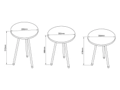 Mesa De Centro*VCM 3 pcs Set side table | Tabela em design de óptica de mármore simples | Dimensões aprox. A. 42/47/52 x L. 34 x P. 34 cm | Mesa de estar - Mirola (Preto) Multicor