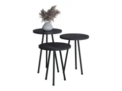 Mesa De Centro*VCM 3 pcs Set side table | Tabela em design de óptica de mármore simples | Dimensões aprox. A. 42/47/52 x L. 34 x P. 34 cm | Mesa de estar - Mirola (Preto) Multicor