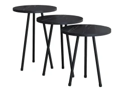 Mesa De Centro*VCM 3 pcs Set side table | Tabela em design de óptica de mármore simples | Dimensões aprox. A. 42/47/52 x L. 34 x P. 34 cm | Mesa de estar - Mirola (Preto) Multicor