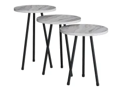 VCM 3 pcs Set side table | Tabela em design de óptica de mármore simples | Dimensões aprox. A. 42/47/52 x L. 34 x P. 34 cm | Mesa de estar - Mirola (Branco)^ Mesa De Centro