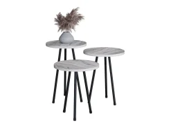 VCM 3 pcs Set side table | Tabela em design de óptica de mármore simples | Dimensões aprox. A. 42/47/52 x L. 34 x P. 34 cm | Mesa de estar - Mirola (Branco)^ Mesa De Centro