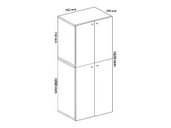 Clearance VCM Armário de madeira | Armário com 5 compartimentos e portas giratórias | Dimensões aprox. L. 70 x A. 184 x P. 40 cm – Lona (Branco / Carvalho Mel) Multicor