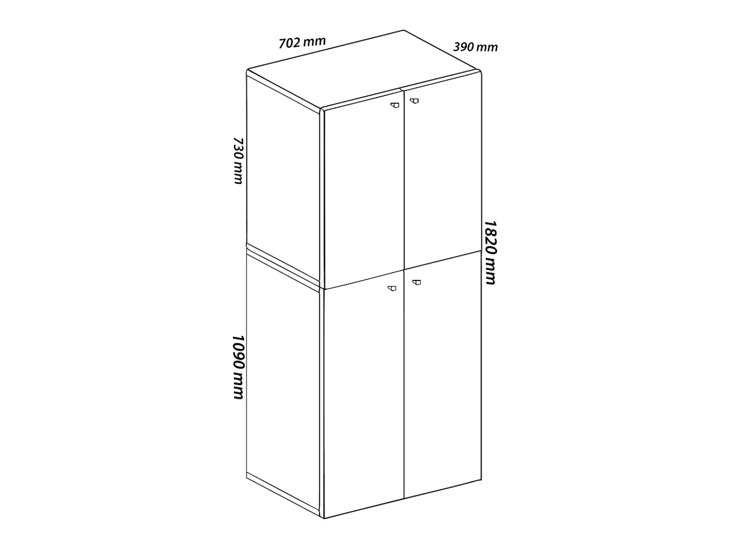 Móvel De Entrada*VCM Armário de madeira | Armário com 5 compartimentos e portas giratórias | Dimensões aprox. L. 70 x A. 184 x P. 40 cm – Lona (Branco) Multicor