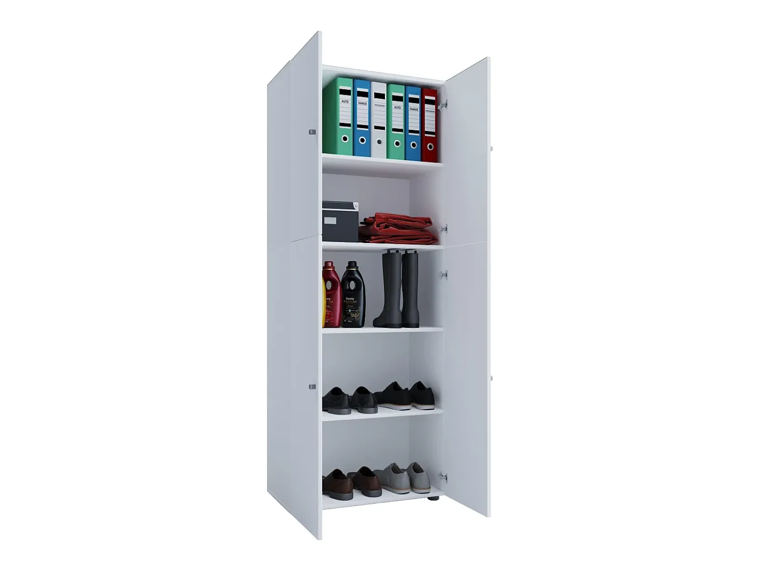 Móvel De Entrada*VCM Armário de madeira | Armário com 5 compartimentos e portas giratórias | Dimensões aprox. L. 70 x A. 184 x P. 40 cm – Lona (Branco) Multicor