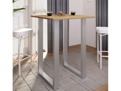 Outlet VCM Bar Table | Tresen | Mesa em pé | Mesa alta | Mesa Barba Bar - Xona 80x50 cm (Prata / Carvalho Mel) Multicor