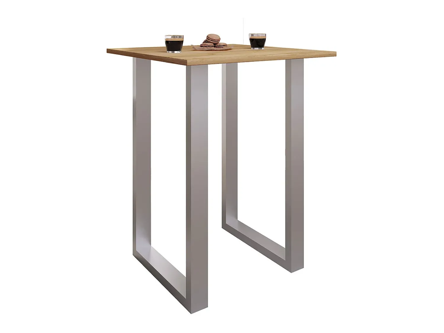 Outlet VCM Bar Table | Tresen | Mesa em pé | Mesa alta | Mesa Barba Bar - Xona 80x50 cm (Prata / Carvalho Mel) Multicor