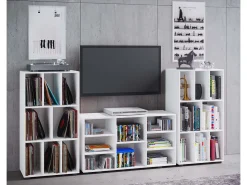 VCM Cômoda em madeira | Prancha lateral com mezanino prático dividindo | Prateleira Record | Dimensões aprox. A. 120 x L. 60 x P. 40 cm - Woltino (Branco)^ Móvel De Arrumação