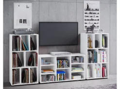VCM Cômoda em madeira | Prancha lateral com mezanino prático dividindo | Prateleira Record | Dimensões aprox. A. 120 x L. 60 x P. 40 cm - Woltino (Branco)^ Móvel De Arrumação
