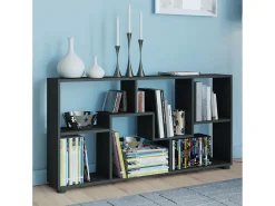 Prateleira*VCM Cômoda em madeira | Sideboard com prático divisor de mezanino | Divisor de salas | Dimensões aprox. A. 62 x L. 117 x P. 20 cm - Pintal (Preto) Multicor