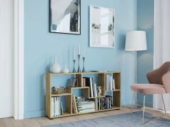 Biblioteca|VCM Cômoda em madeira | Sideboard com prático divisor de mezanino | Divisor de salas | Dimensões aprox. A. 62 x L. 117 x P. 20 cm - Pintal (carvalho mel) Multicor