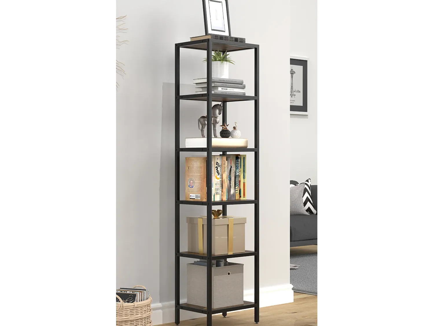 VCM Iron Standing Rack Showcase Showcase Standing armário Vinali M (Preto)^ Prateleira