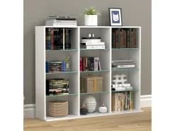 Móvel De Arrumação|VCM Madeira CD DVD Prateleira Estante Sala Divisor Decoração Prateleira Vidro Zilas L (Branco) Multicor
