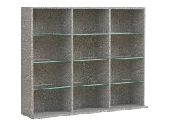 VCM Madeira CD DVD Prateleira Estante Sala Divisor Decoração Prateleira Vidro Zilas L (Óptica de Concreto)^ Móvel De Arrumação