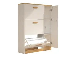 VCM Madeira Prateleira Kipper Sapato Prateleira Sapato Sapato Tipper 3 Flaps 1 Turning Door Halom L (Branco)^ Móvel De Arrumação|Sapateira