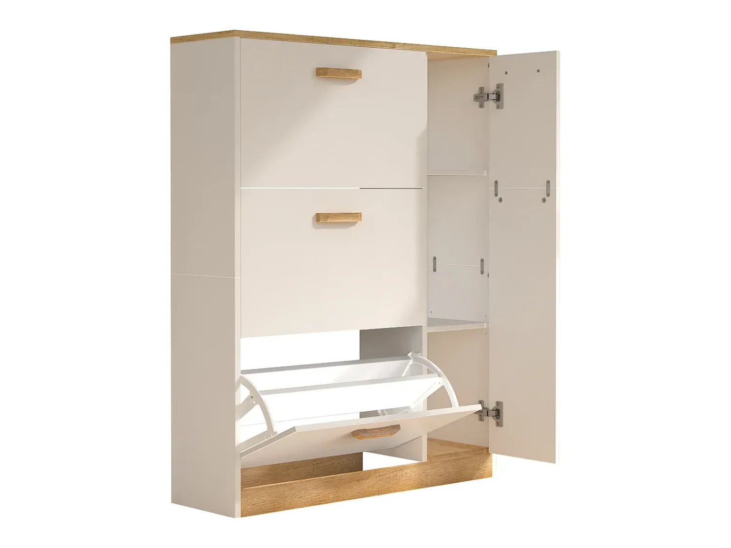VCM Madeira Prateleira Kipper Sapato Prateleira Sapato Sapato Tipper 3 Flaps 1 Turning Door Halom L (Branco)^ Móvel De Arrumação|Sapateira