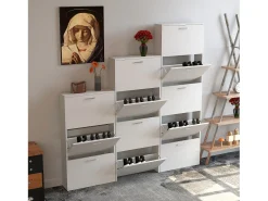 Móvel De Arrumação|Sapateira*VCM Madeira Prateleira Kipper Sapato Sapato Sapato Sapato Tipper 3 Sulos M Branco