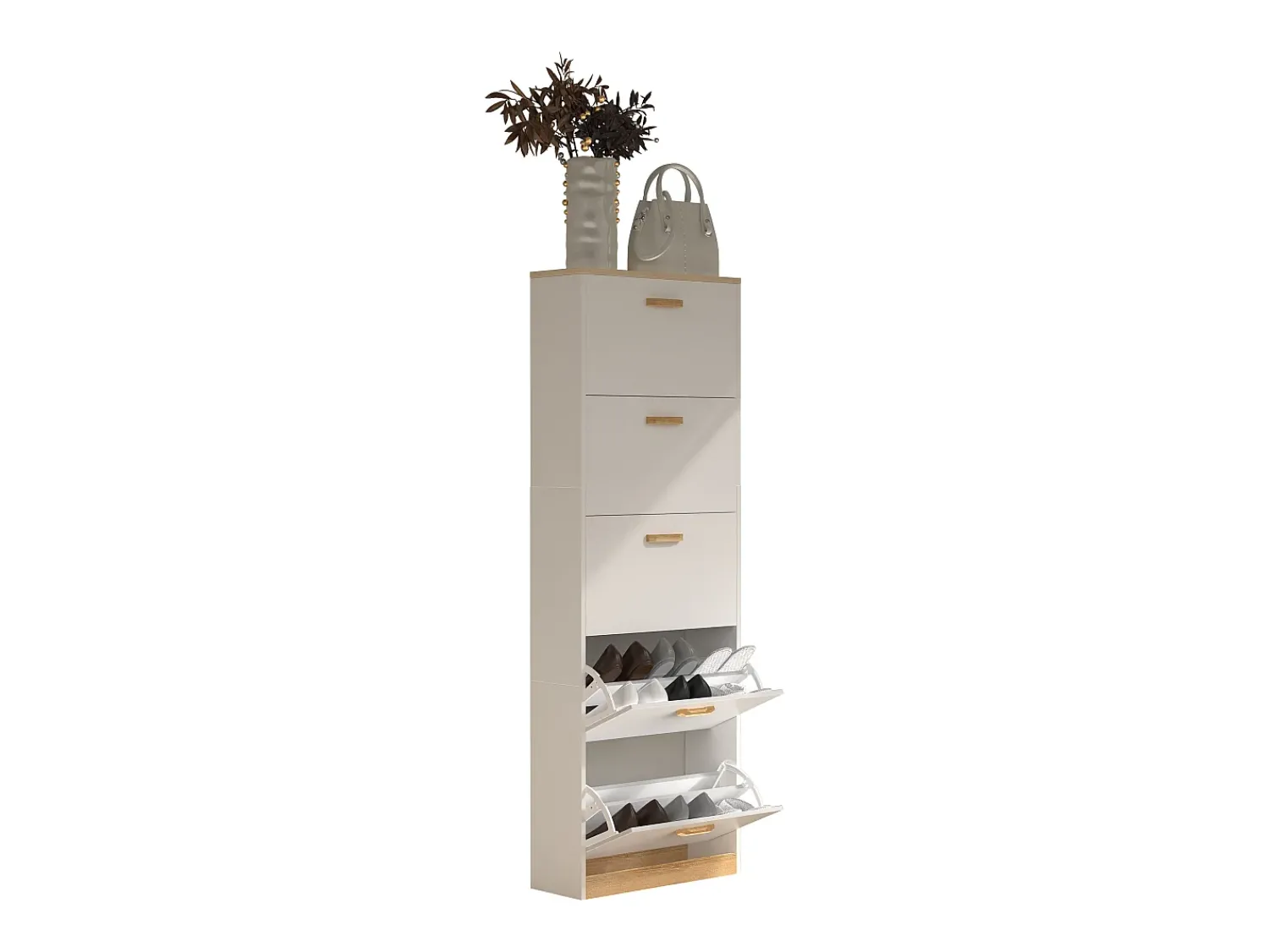 Outlet VCM Madeira Prateleira Kipper Sapato Prateleira Sapato Sapato Tipper 5 Flaps Halom XL (Branco) Multicor