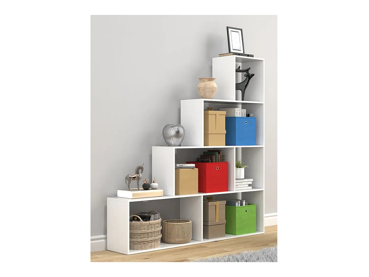 Prateleira*VCM Madeira Stand Escada Prateleira Prateleira Prateleira Divisor Estante Dubila L (Branco) Multicor