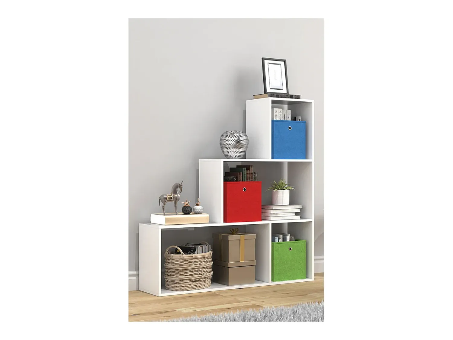 Hot VCM Madeira Stand Stair Shelf Stepped Shelf Stand Shelf Room Divider Bookshelf Dubila M (Branco) Multicor