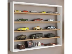 Vitrina*VCM prateleira pendurada | Dimensões aprox. A. 60 x L. 80 x P. 10 cm | Moderno e economizador de espaço | Prateleira de parede - Osado L (Branco / Carvalho Mel) Multicor