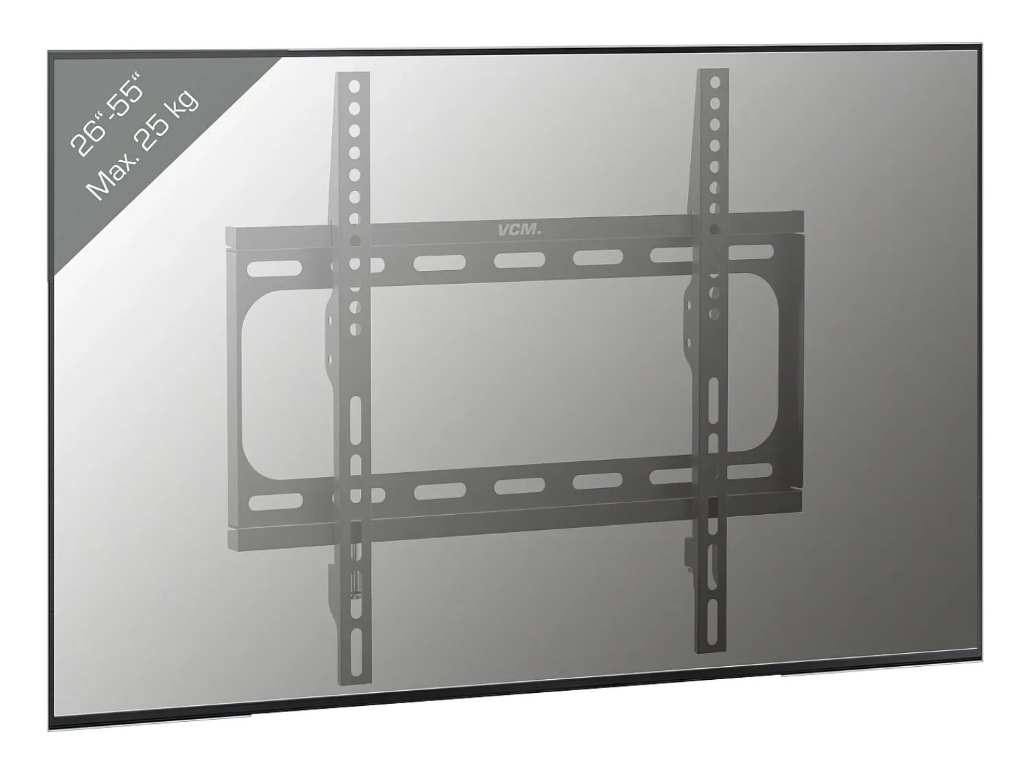 Outlet VCM Universal TV Wall Mount 26-55 polegadas até 25 kg | VESA até o máximo 400x400 | Suporte de TV com nível de água rígido | Fernseh Bracket FX400 Preto