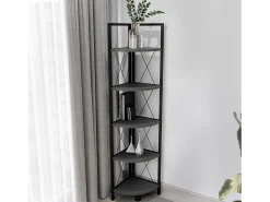 Clearance VCM Wood Metal Corner Shelf Storage Stand Shelf Bookshelf Decoração Livros Stand Shelf Insasi 5 (Anthracite) Multicor