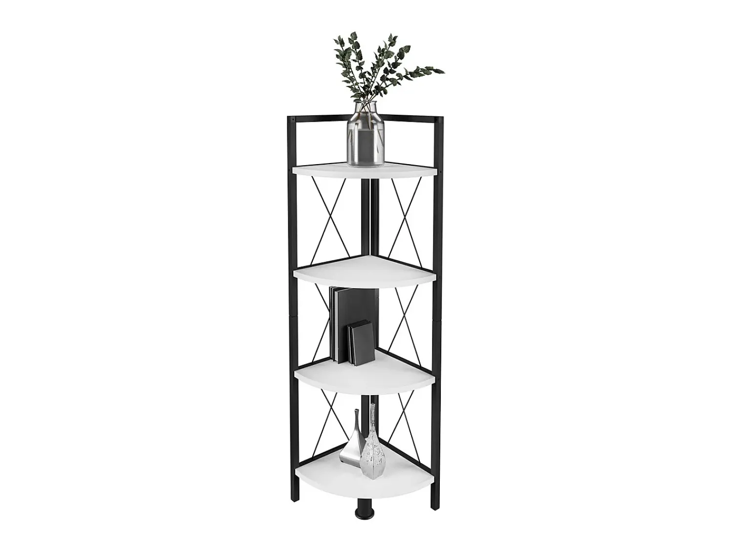 Sale VCM Wood Metal Corner Shelf Storage Stand Prateleira Estante Decoração Livros Stand Shelf Insasi 4 (Branco) Multicor