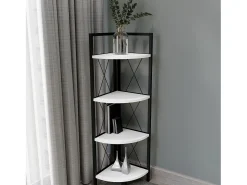 Sale VCM Wood Metal Corner Shelf Storage Stand Prateleira Estante Decoração Livros Stand Shelf Insasi 4 (Branco) Multicor