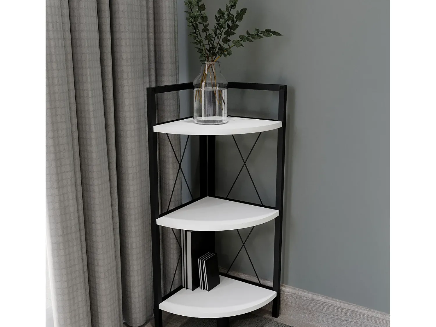 Prateleira*VCM Wood Metal Corner Shelf Storage Stand Prateleira Estante Decoração Livros Stand Shelf Insasi 2 (Branco) Multicor