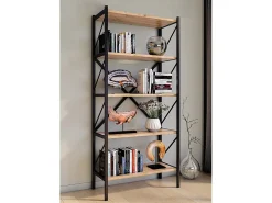 Prateleira*VCM Wood Metal Storage Stand Shelf Bookshelf Decoração Livros Stand Shelf Insasi 5 (Honey Oak) Multicor
