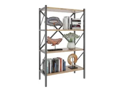 Online VCM Wood Metal Storage Stand Shelf Bookshelf Decoração Livros Stand Shelf Insasi 4 (Honey Oak) Multicor
