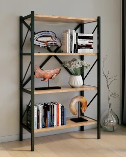 Online VCM Wood Metal Storage Stand Shelf Bookshelf Decoração Livros Stand Shelf Insasi 4 (Honey Oak) Multicor