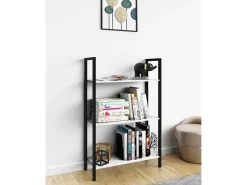 VCM Wood Metal Storage Stand Prateleira Estante Decoração Livros Stand Shelf Flakos 3 (Branco)^ Prateleira