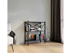 Biblioteca*VCM Wood Metal Storage Stand Shelf Bookshelf Decoração Livros Stand Shelf Insasi 2 (Antracite) Preto