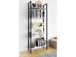 VCM Wood Metal Storage Stand Prateleira Estante Decoração Livros Stand Shelf Flakos 5 (Branco)^ Prateleira