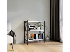 VCM Wood Metal Storage Stand Prateleira Estante Decoração Livros Stand Shelf Insasi 2 (Branco)^ Biblioteca