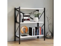 VCM Wood Metal Storage Stand Prateleira Estante Decoração Livros Stand Shelf Insasi 2 (Branco)^ Biblioteca