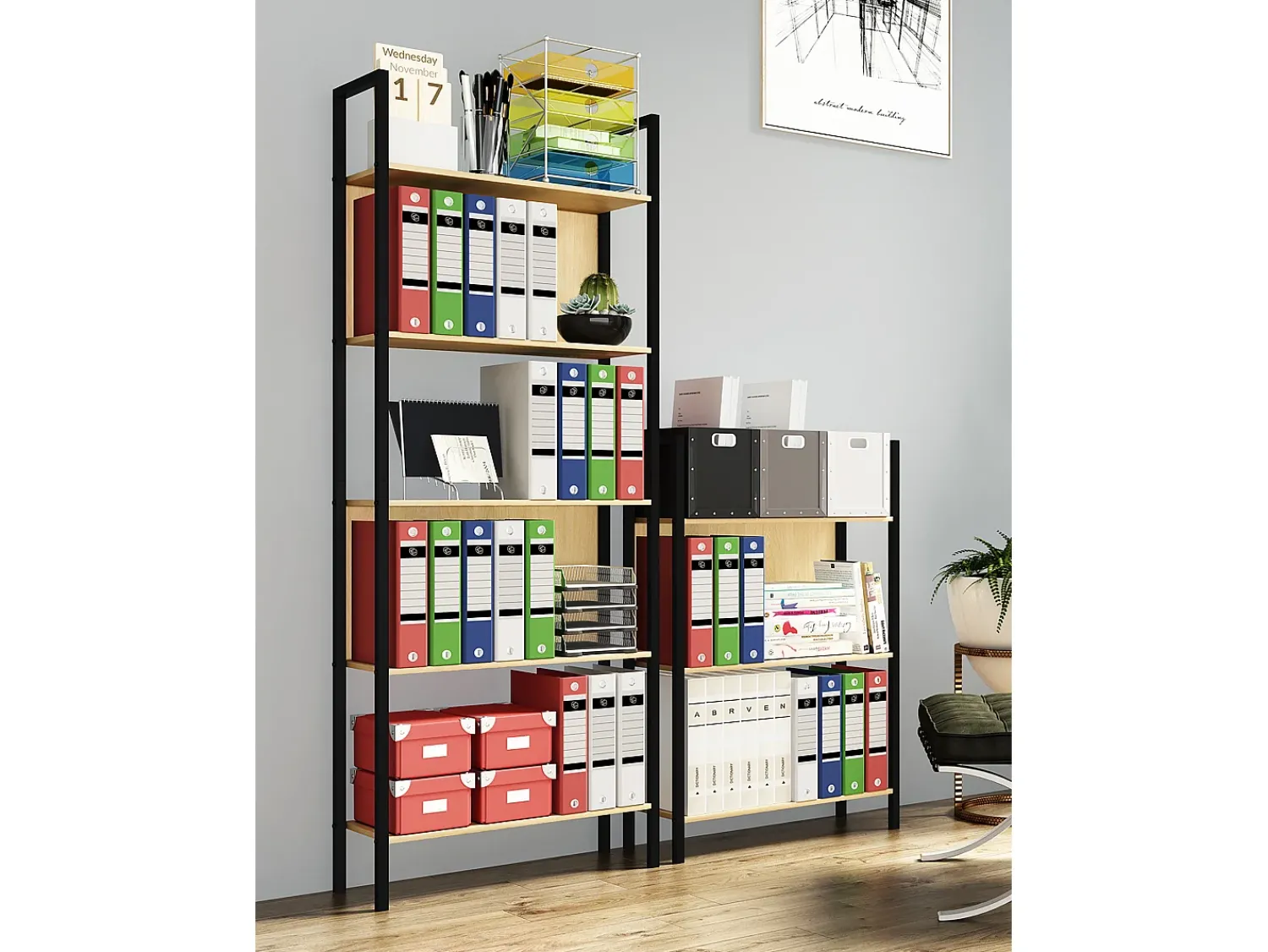 Prateleira*VCM Wood Metal Storage Stand Shelf Bookshelf Decoração Livros Stand Shelf Flakos 5 (Honey Oak) Multicor
