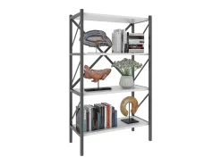 Biblioteca*VCM Wood Metal Storage Stand Prateleira Estante Decoração Livros Stand Shelf Insasi 4 (Branco) Multicor
