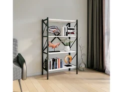 Biblioteca*VCM Wood Metal Storage Stand Prateleira Estante Decoração Livros Stand Shelf Insasi 4 (Branco) Multicor
