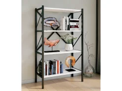 Biblioteca*VCM Wood Metal Storage Stand Prateleira Estante Decoração Livros Stand Shelf Insasi 4 (Branco) Multicor