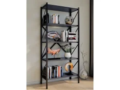 Prateleira*VCM Wood Metal Storage Stand Shelf Bookshelf Decoração Livros Stand Shelf Insasi 5 (Anthracite) Multicor