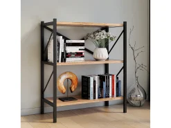 Biblioteca|VCM Wood Metal Storage Stand Shelf Bookshelf Decoração Livros Stand Shelf Insasi 2 (carvalho de mel) Multicor
