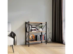 Biblioteca|VCM Wood Metal Storage Stand Shelf Bookshelf Decoração Livros Stand Shelf Insasi 2 (carvalho de mel) Multicor