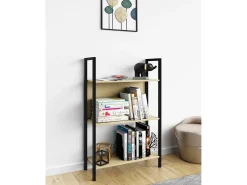 Prateleira|VCM Wood Metal Storage Stand Prateleira Estante Decoração Livros Stand Shelf Flakos 3 (Honey Oak) Multicor
