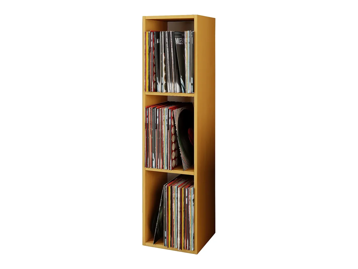 VCM Wood Records Shelf | Stand Shelf com 3 compartimentos para 100 Registros | Dimensões: A. 107 x L. 34 x P. 30 cm - Platto (Beech)^ Móvel De Arrumação