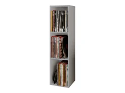 Clearance VCM Wood Records Shelf | Stand Shelf com 3 compartimentos para 100 Registros | Dimensões: A. 107 x L. 34 x P. 30 cm - Platto (Cinza) Multicor